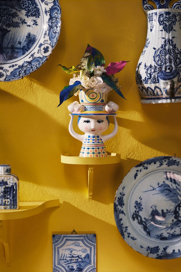 Lady with hat Vase H20,5 cm, Blau Bjørn Wiinblad