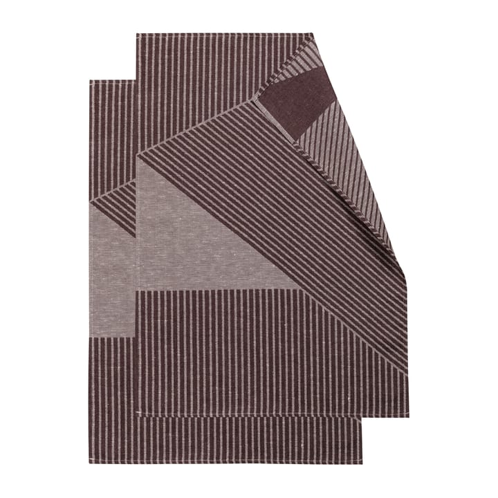 Stripes Geschirrtuch 47 x 70cm 2er Pack, Braun-weiß NJRD