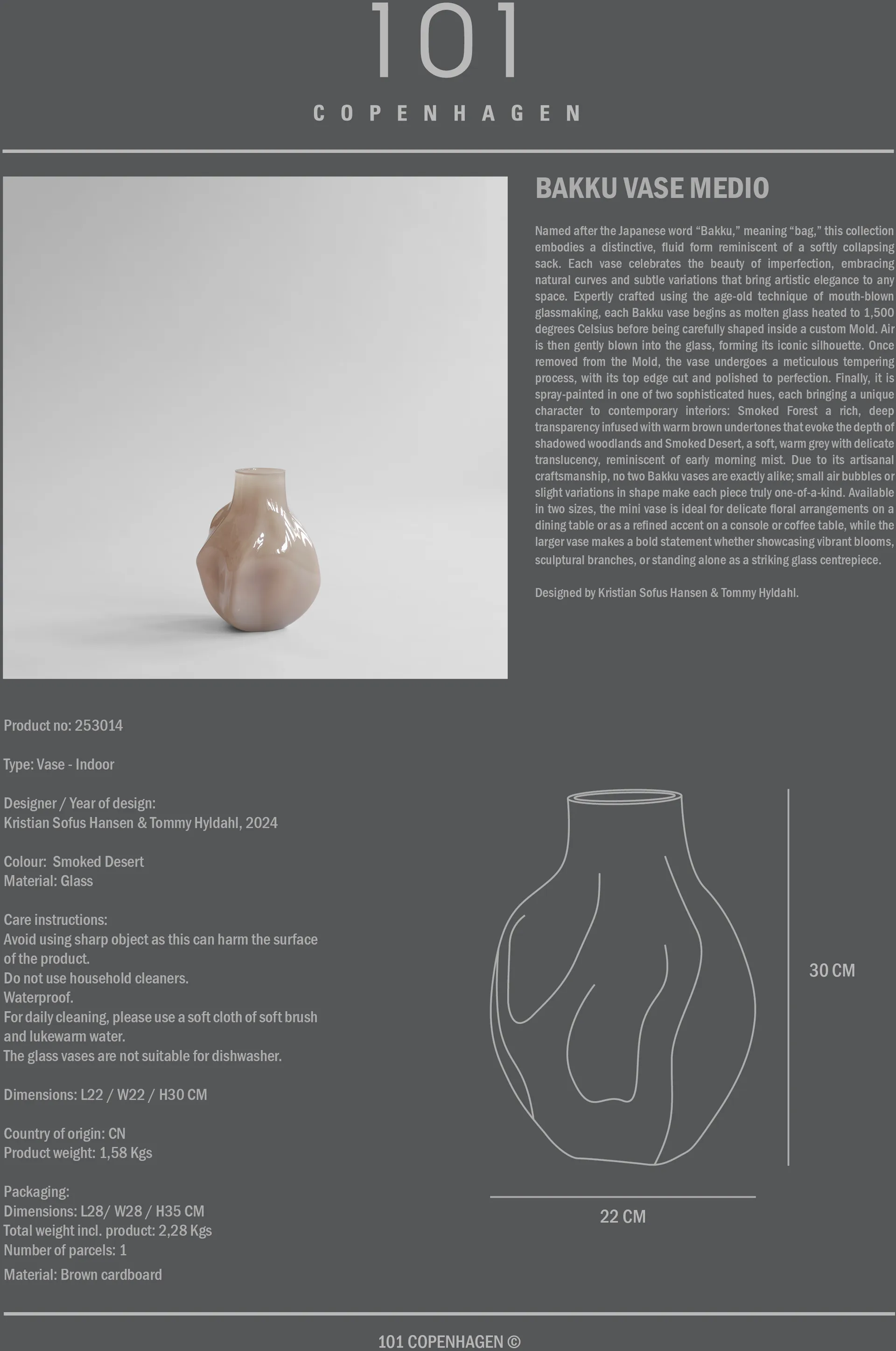 Bakku Vase medio, Smoked desert 101 Copenhagen