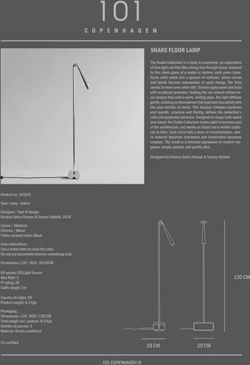 Snake Stehleuchte - Chrome - 101 Copenhagen