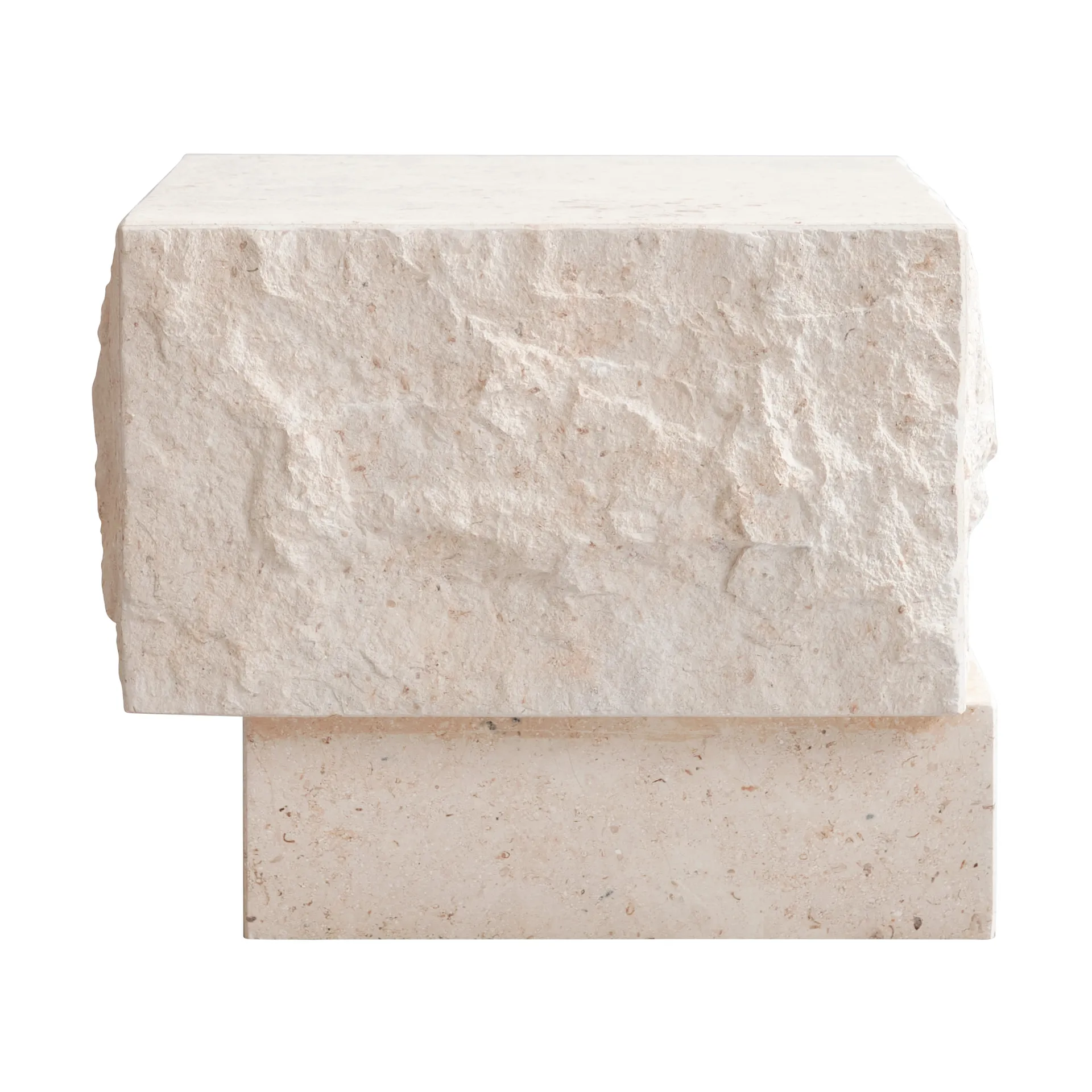 Temple Beistelltisch low 42x40 cm, Chrome-limestone 101 Copenhagen