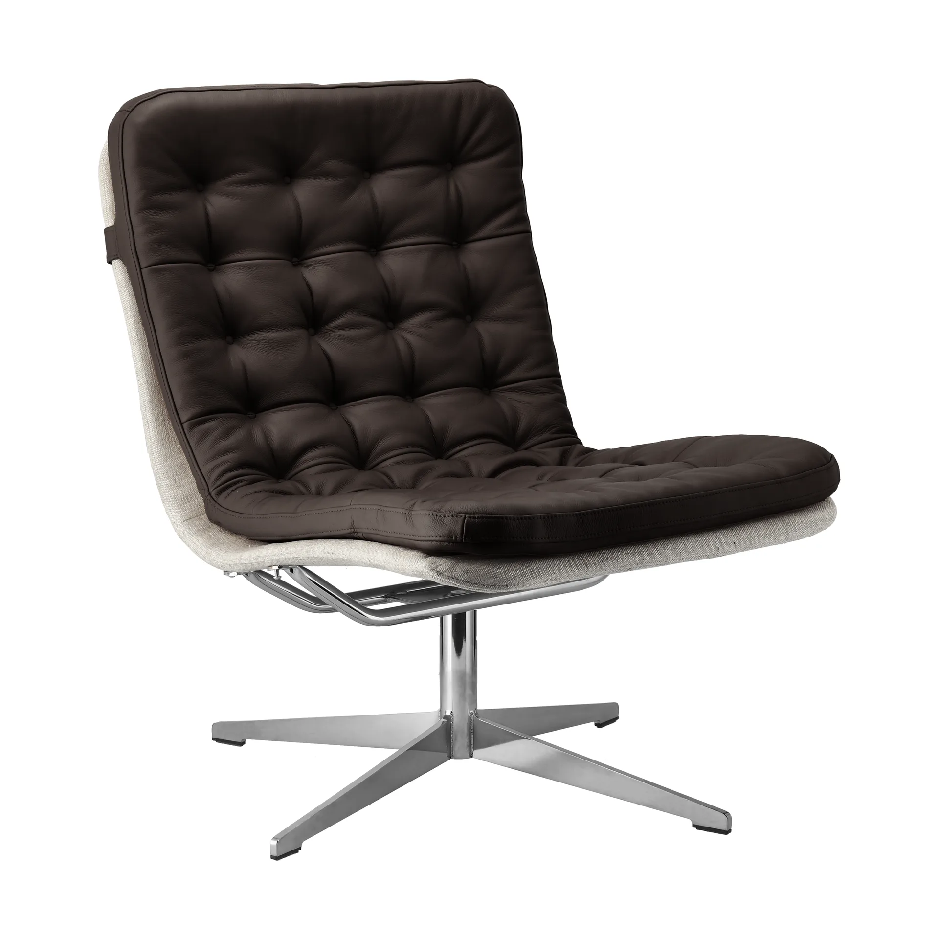 Loholm Sessel mit Drehfunktion, Dunkelbraunes Leder-Bern Beige 0341 1898