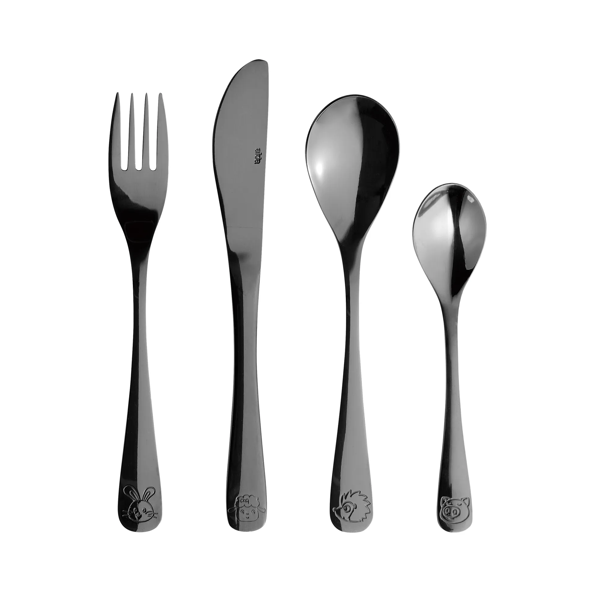 Aida Kinderbesteck 4 Teile, Black Aida