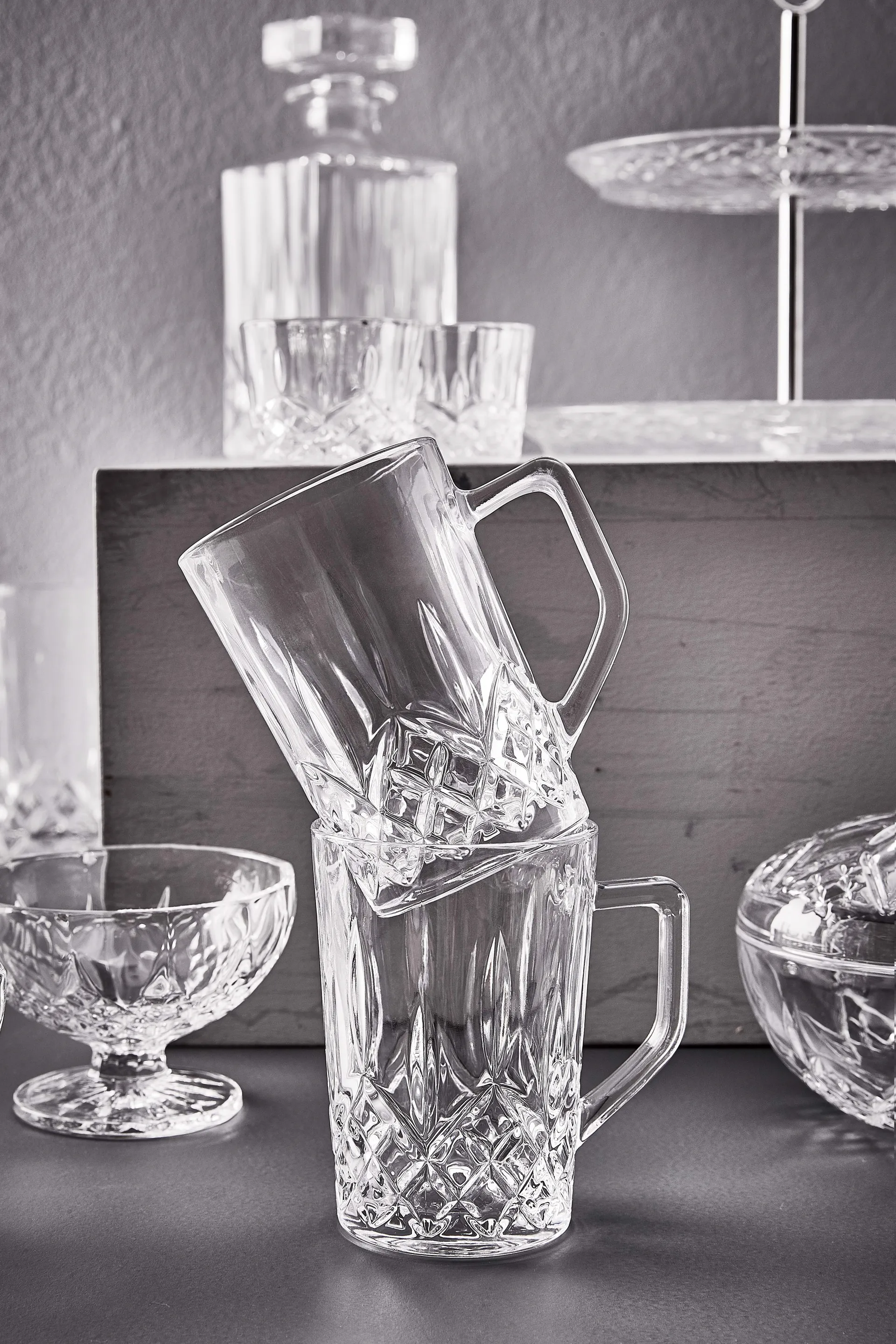 Harvey Kaffe-Glas mit Henkel 27,5 cl 4er Pack, Klar Aida