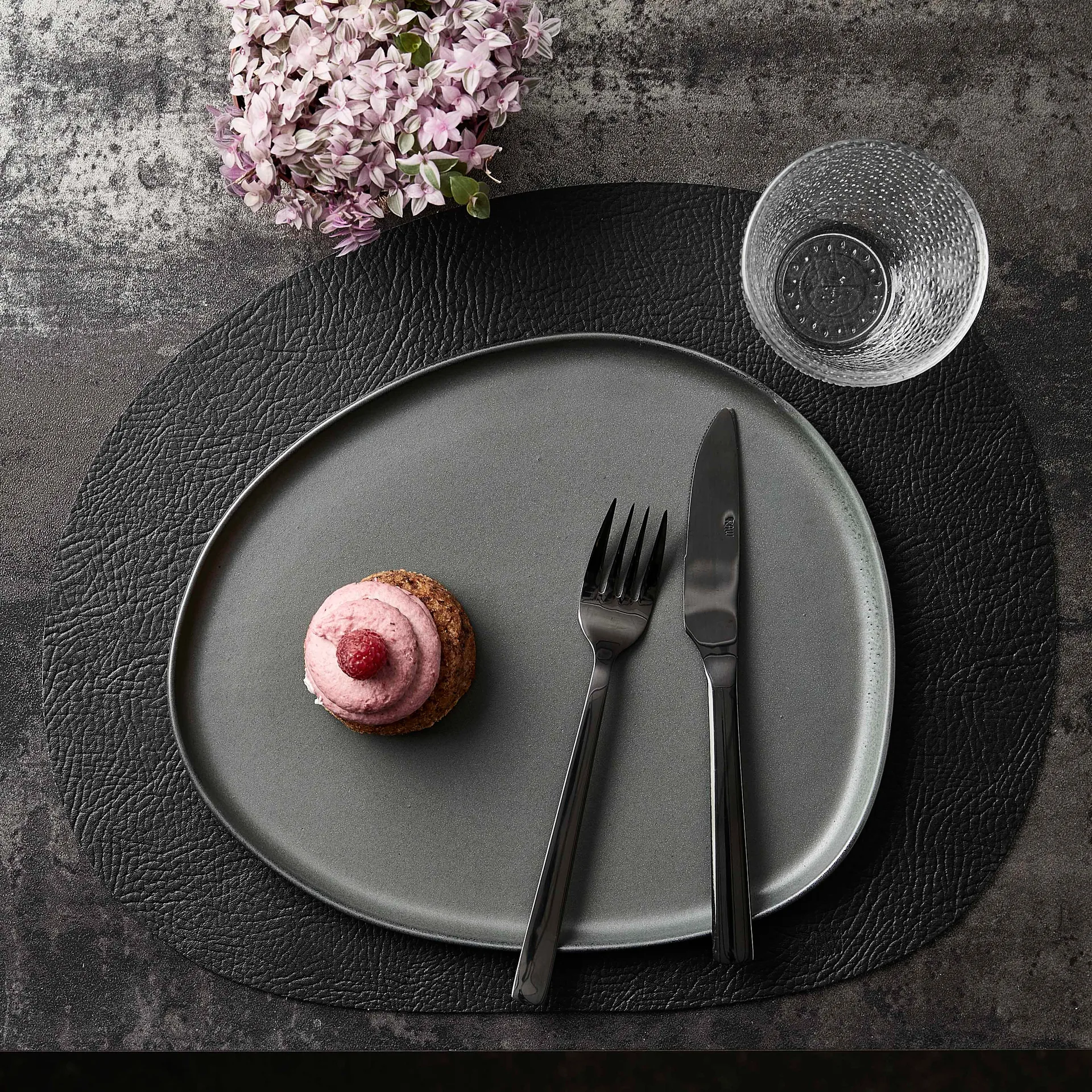 Raw Platzdecke Leder 6er Pack, Schwarz Aida
