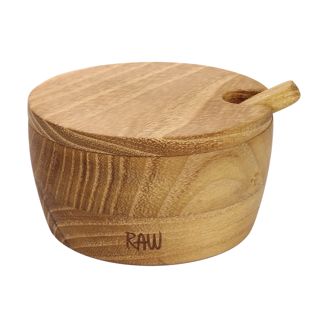 Raw Salzschale inkl. Löffel und Deckel, Teak Aida