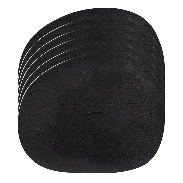 Raw Tischset aus Leder 6er-Pack - Schwarz, 41x33,5 cm - Aida