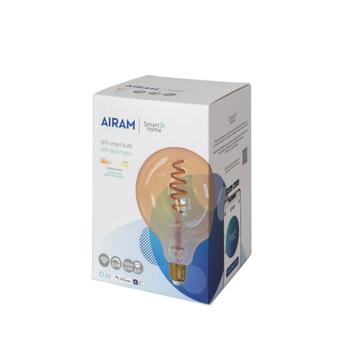 Airam Smarta Hem Filament LED-glob Glühbirne, Amber, 125mm, spiral e27, 6w Airam