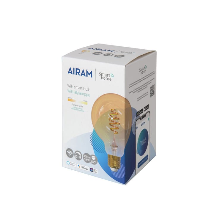Airam Smarta Hem Filament LED-glob Glühbirne, Amber, 95mm, spiral e27, 6w Airam