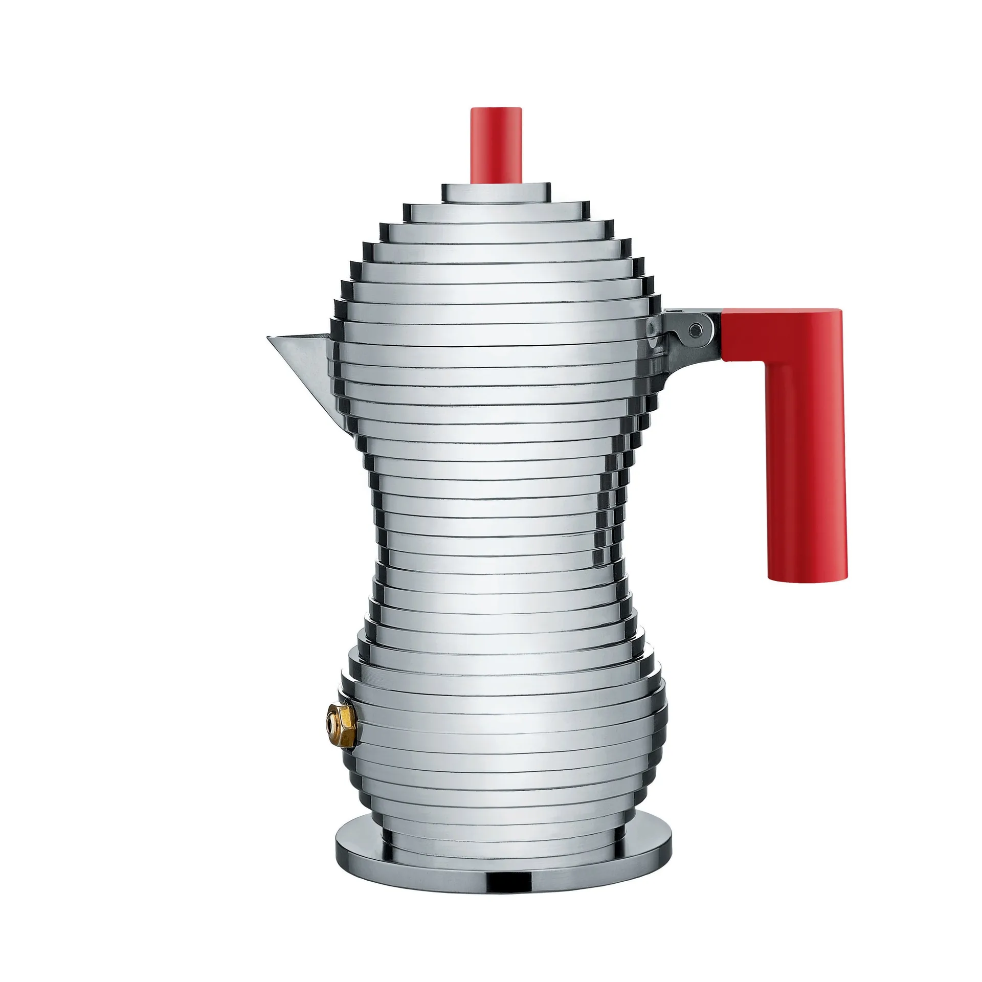 Pulcina Espressokocher 3 Kupfer, Roter Henkel Alessi