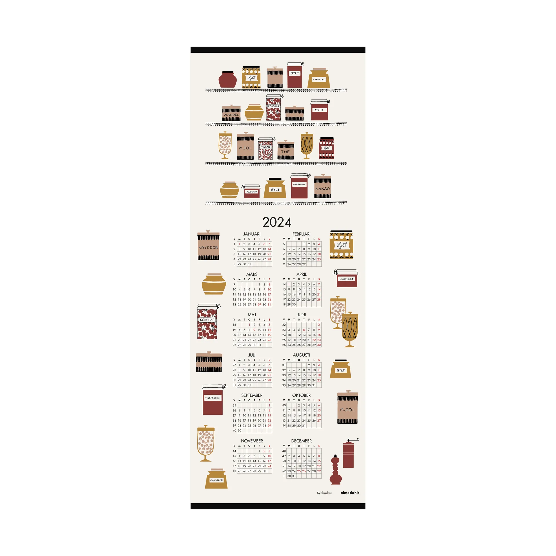 Marmeladengläser Kalender 2024, 35 x 90cm Almedahls