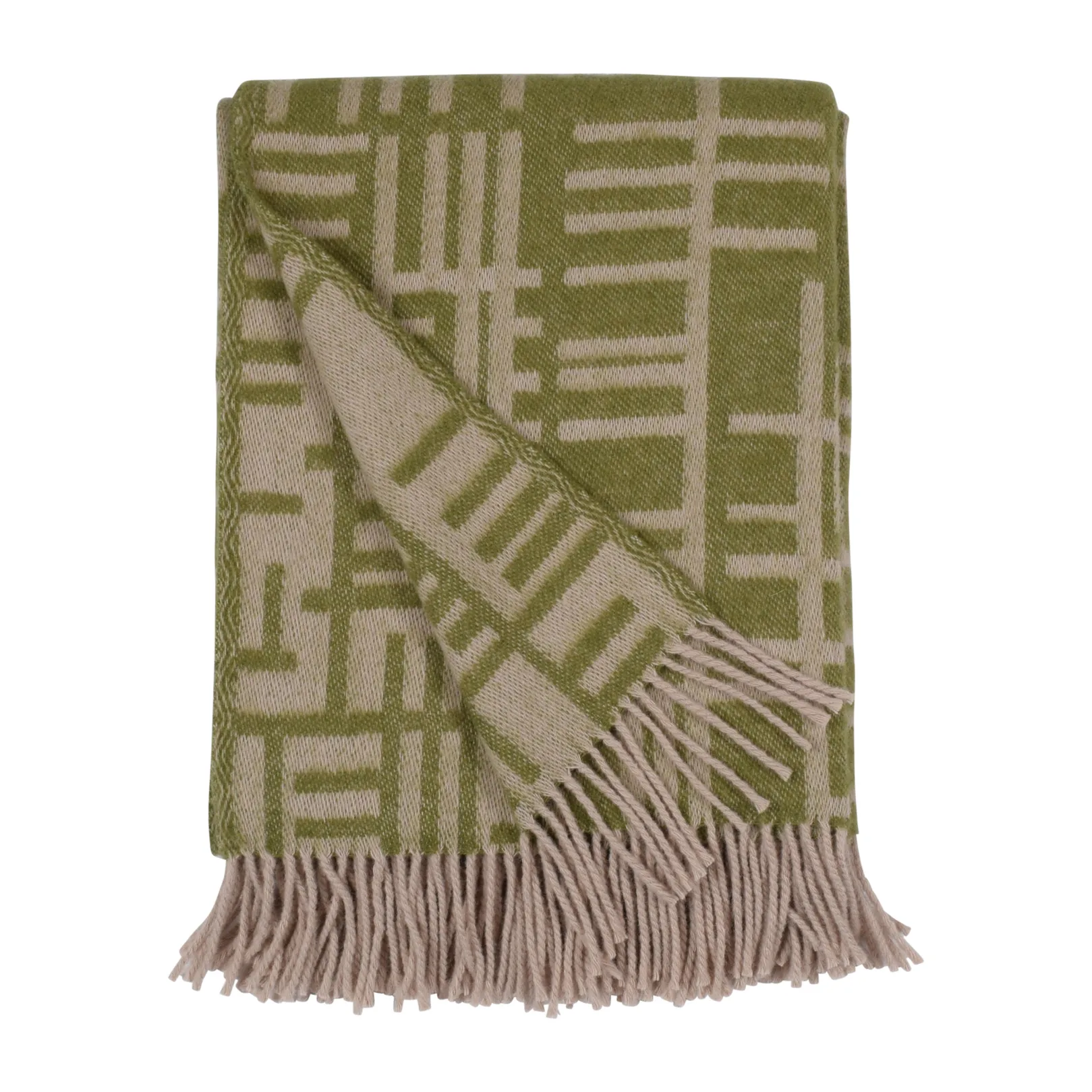 Pickepin Wolldecke 130 x 170cm, Moosgrün-beige Almedahls
