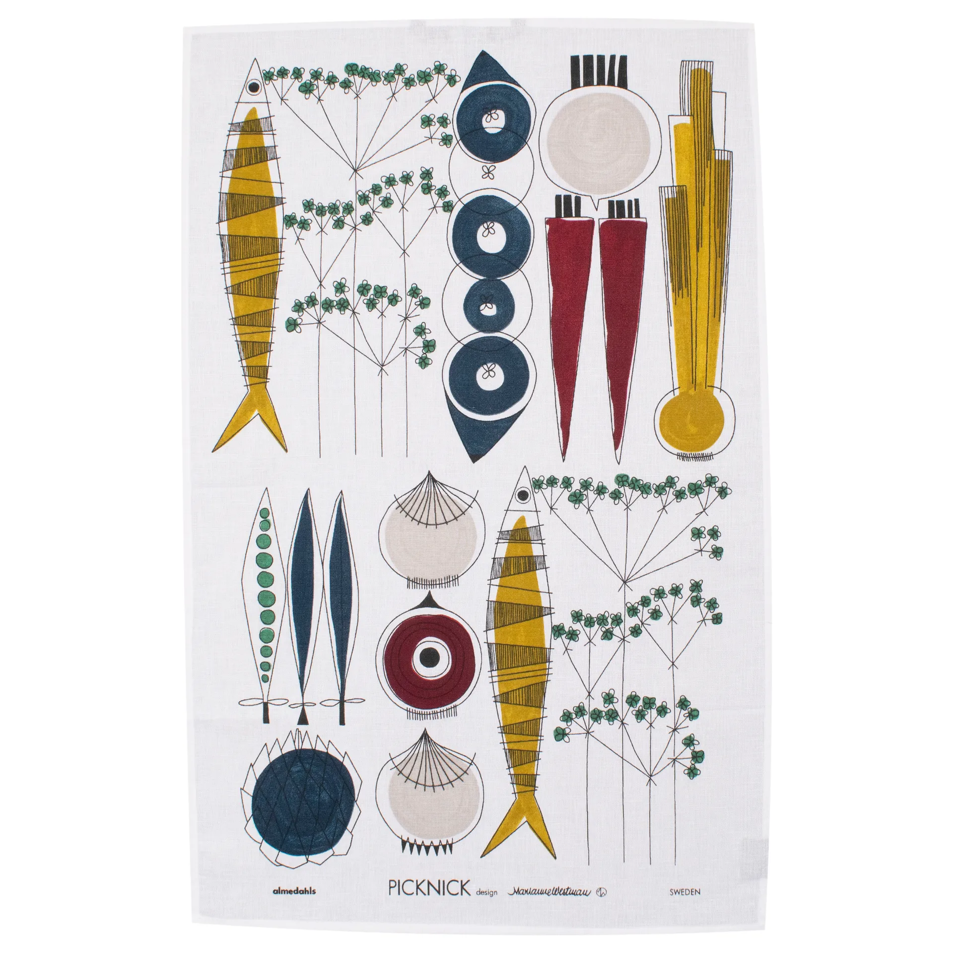 Picknick Geschirrtuch, Blau-multi Almedahls