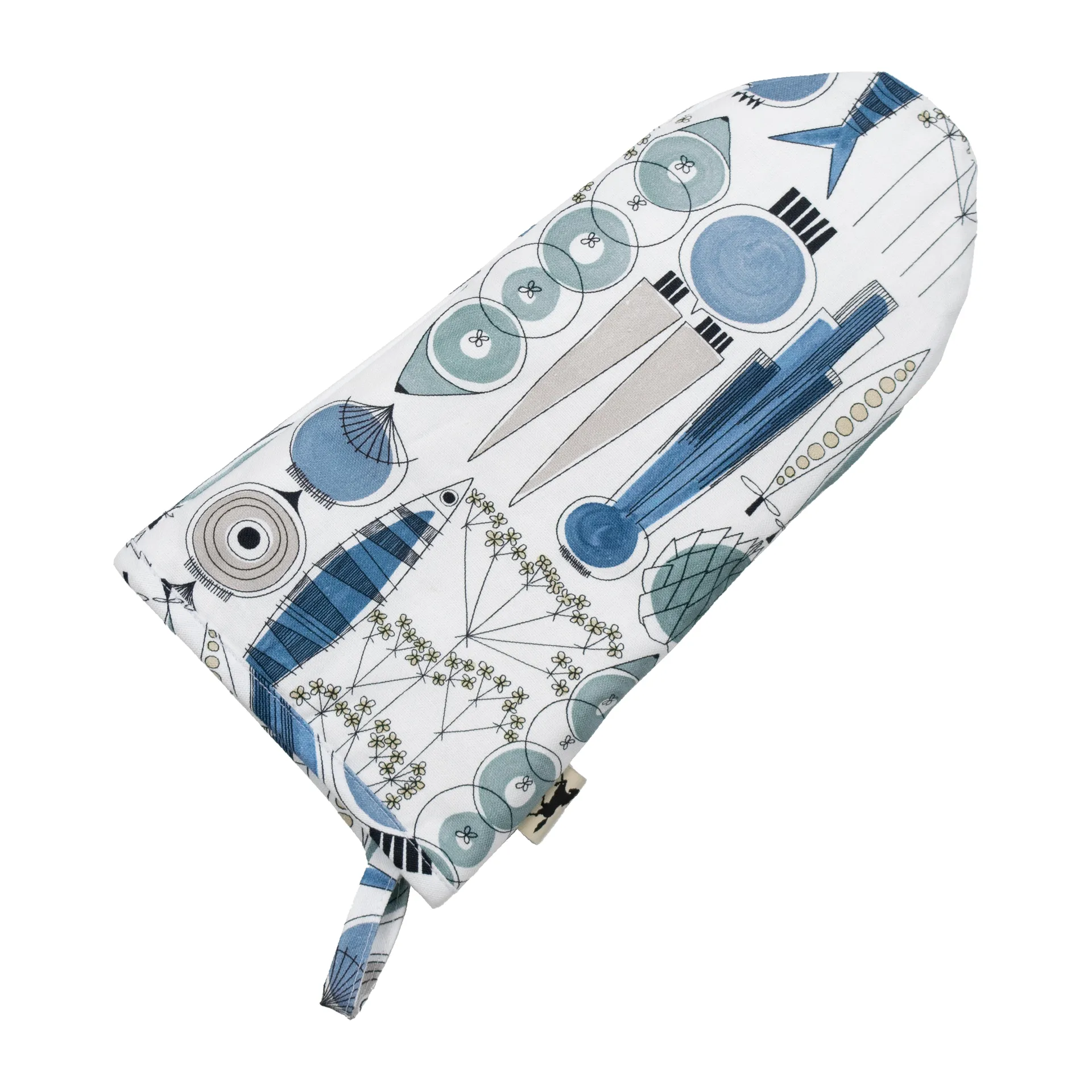 Picknick Grillhandschuh kleines Muster, blau-beige Almedahls