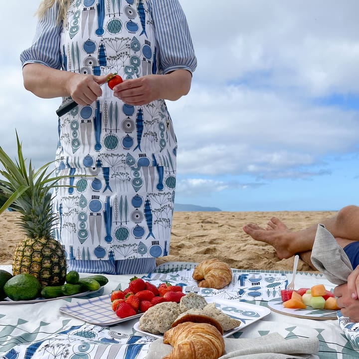 Picknick Schürze kleines Muster, blau-beige Almedahls