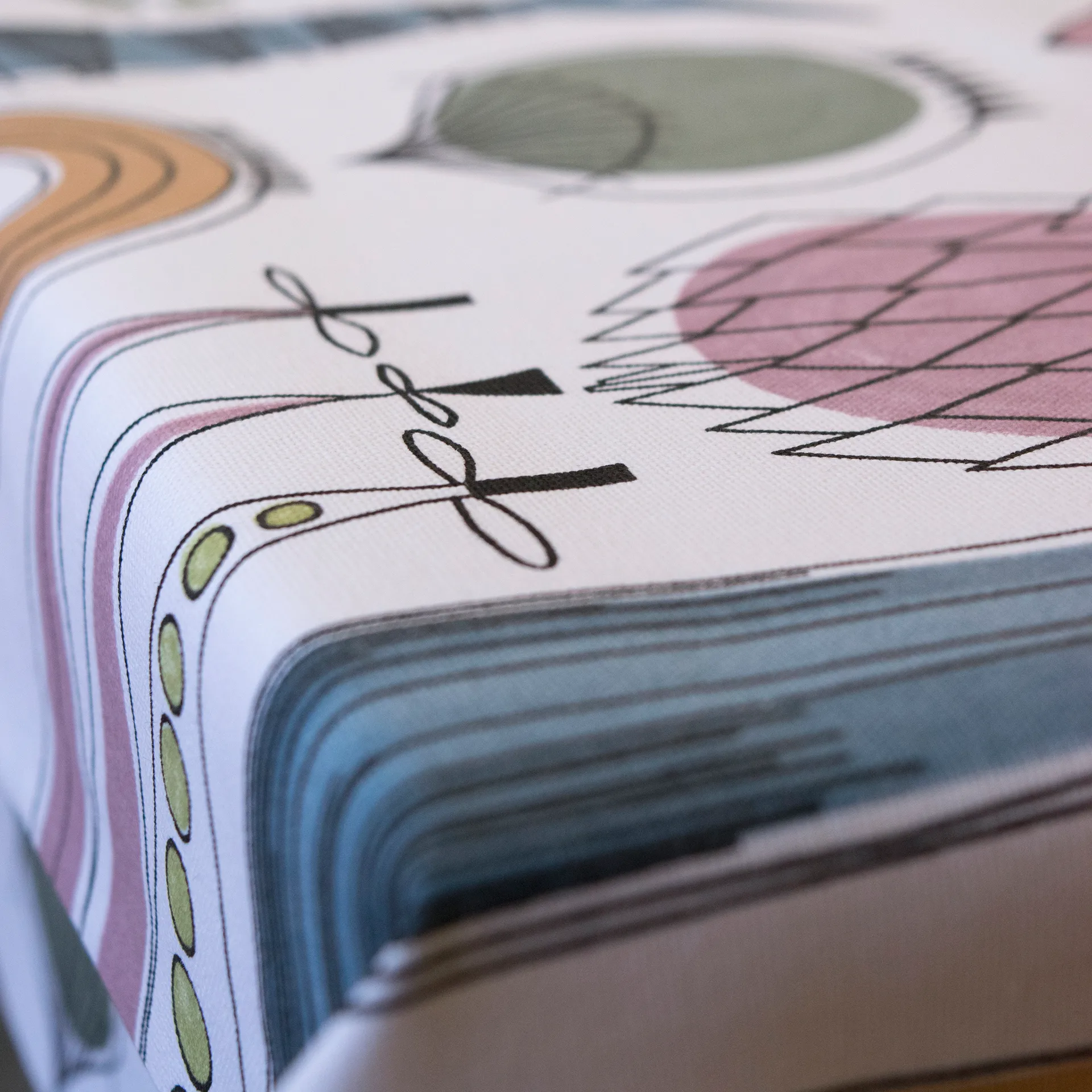 Picknick Wachstuch, Blau-pink Almedahls