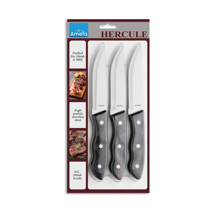 Hercule Grillmesser XXL 3er-Pack, Schwarz Amefa