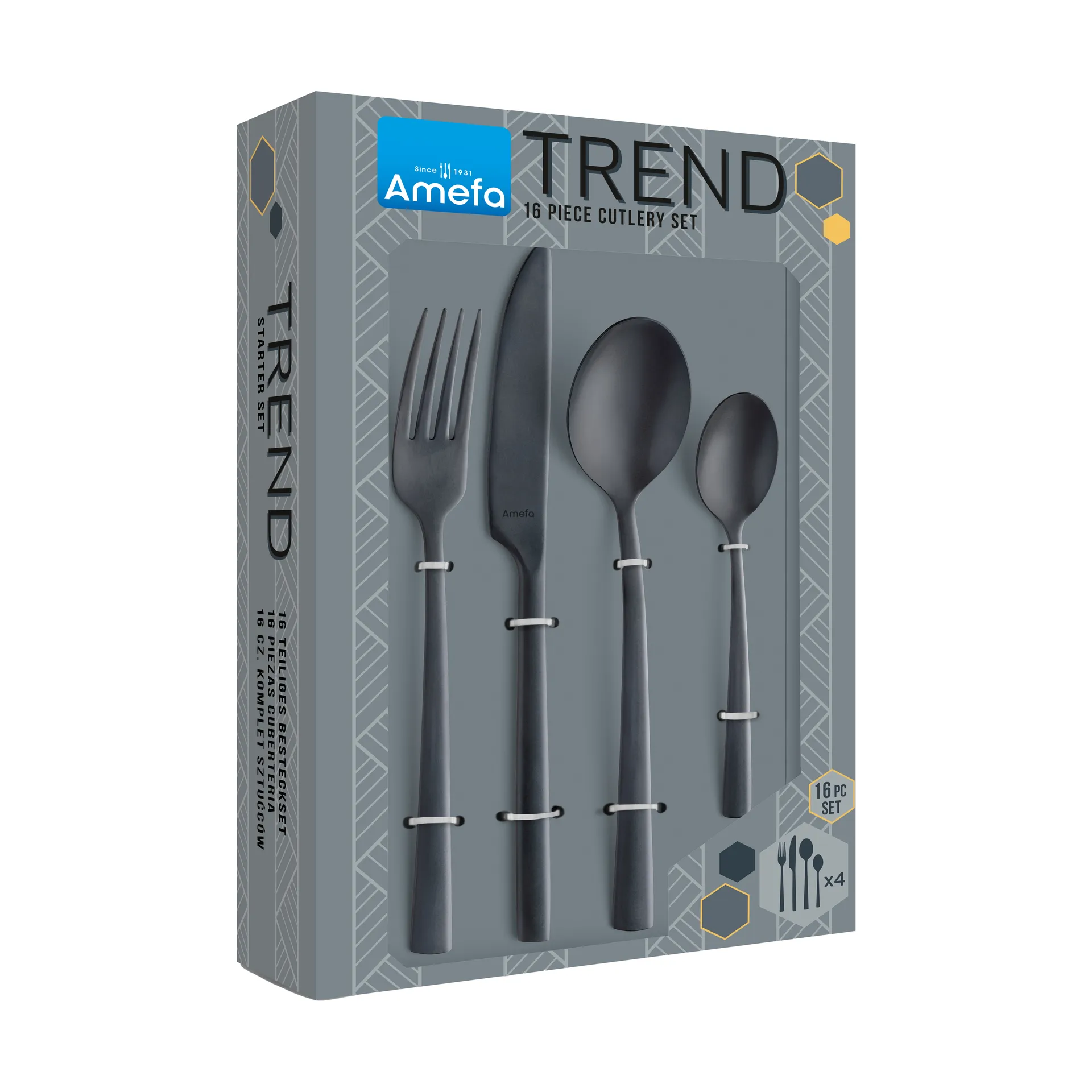 Manille Vintage Besteckset 16 Teile, Schwarz Amefa