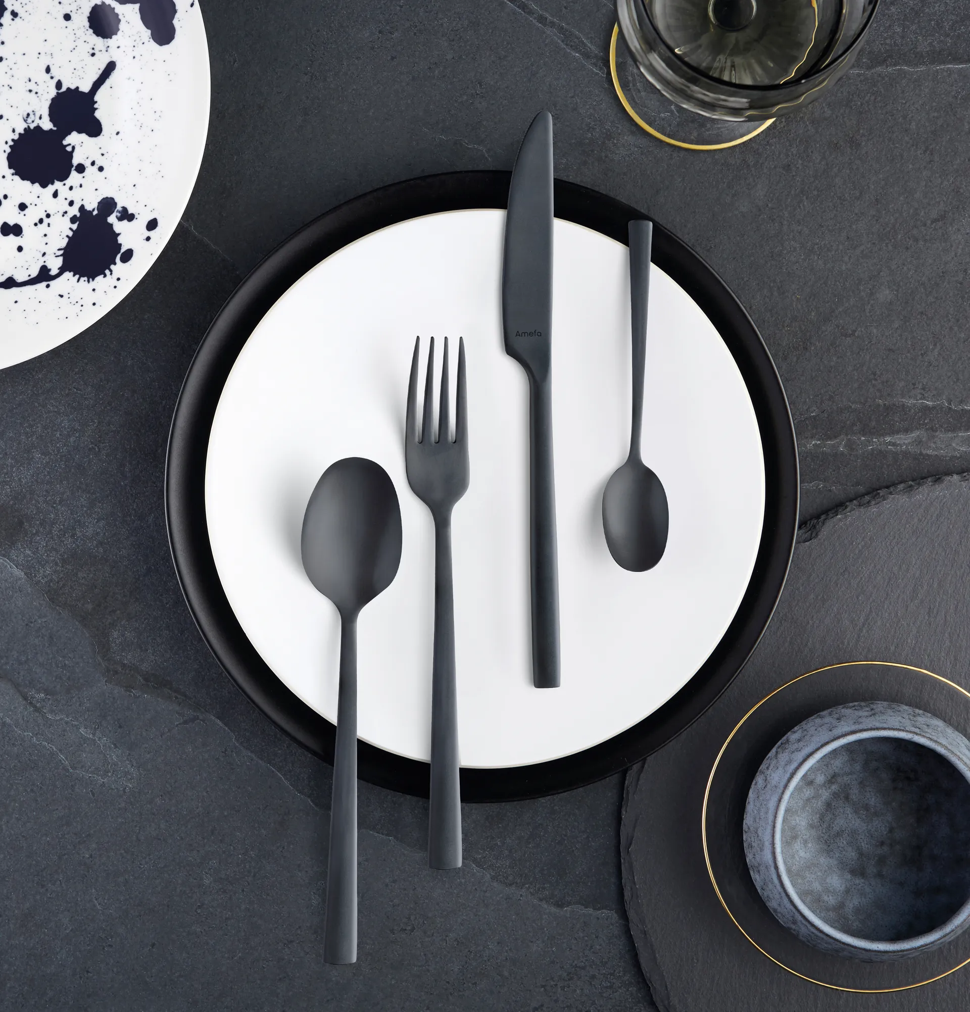 Manille Vintage Besteckset 16 Teile, Schwarz Amefa