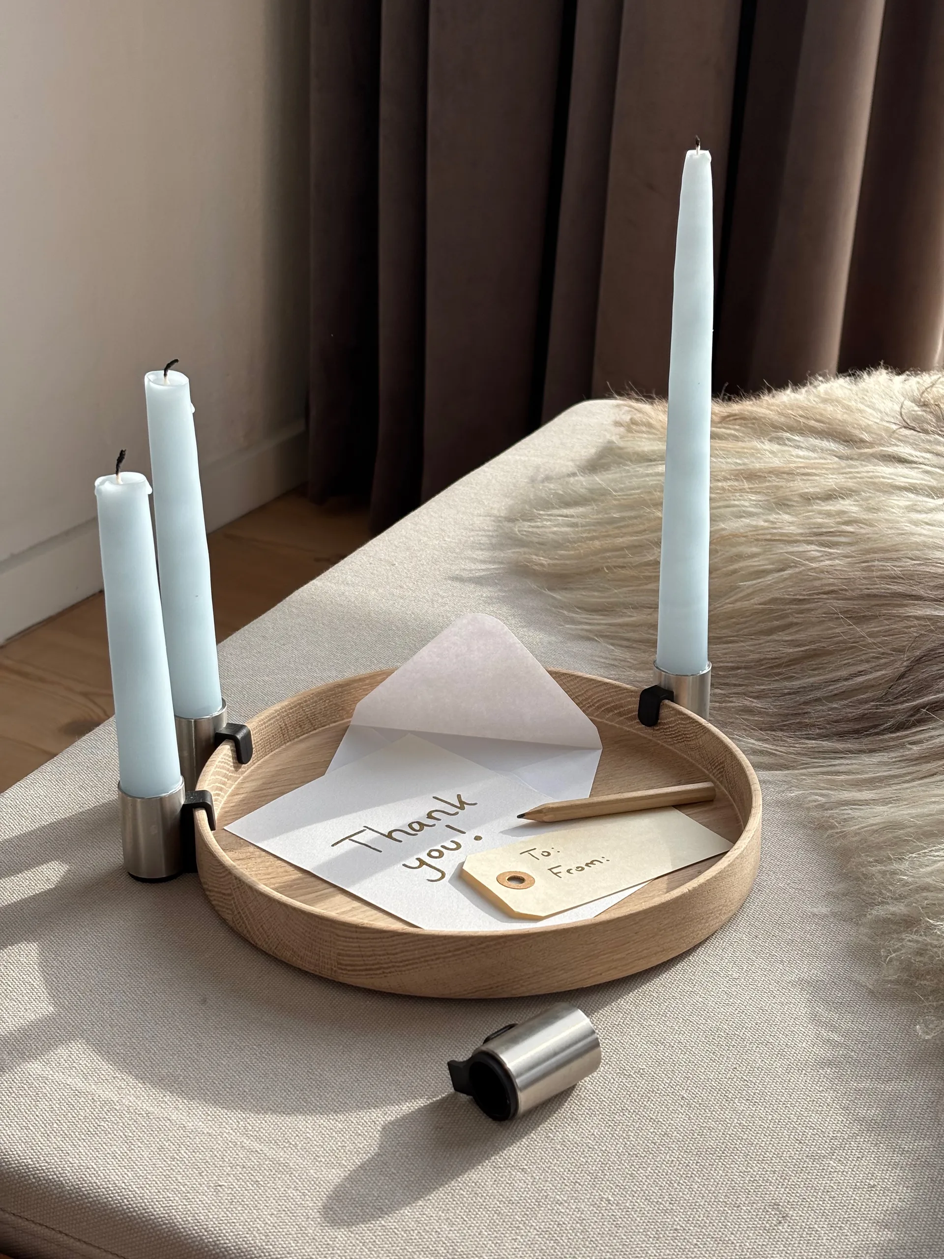 Luna Adventsleuchter Ø27 cm, Eiche-Stahl Applicata