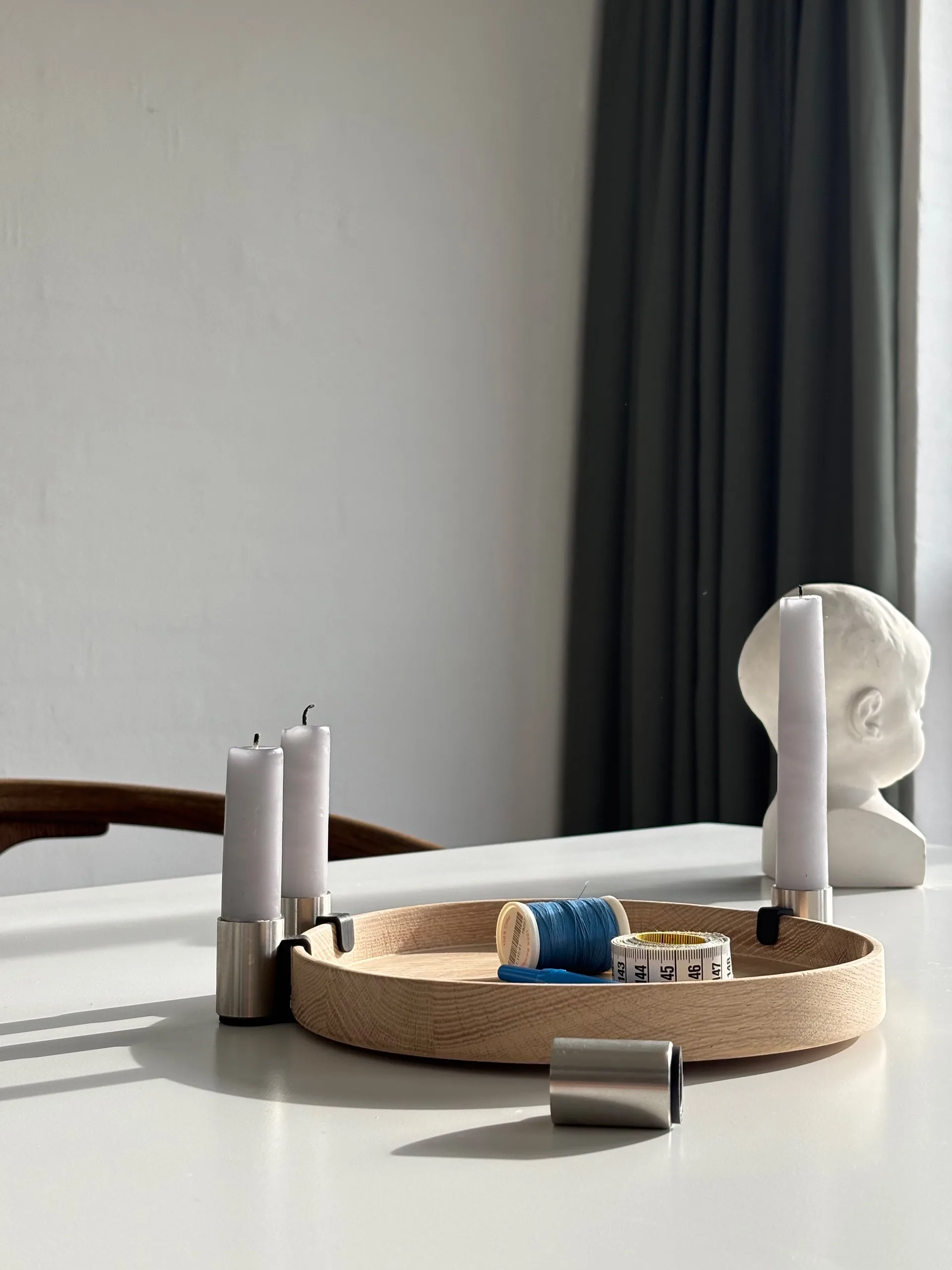 Luna Kerzenhalter Ø27 cm, Eiche-Stahl Applicata