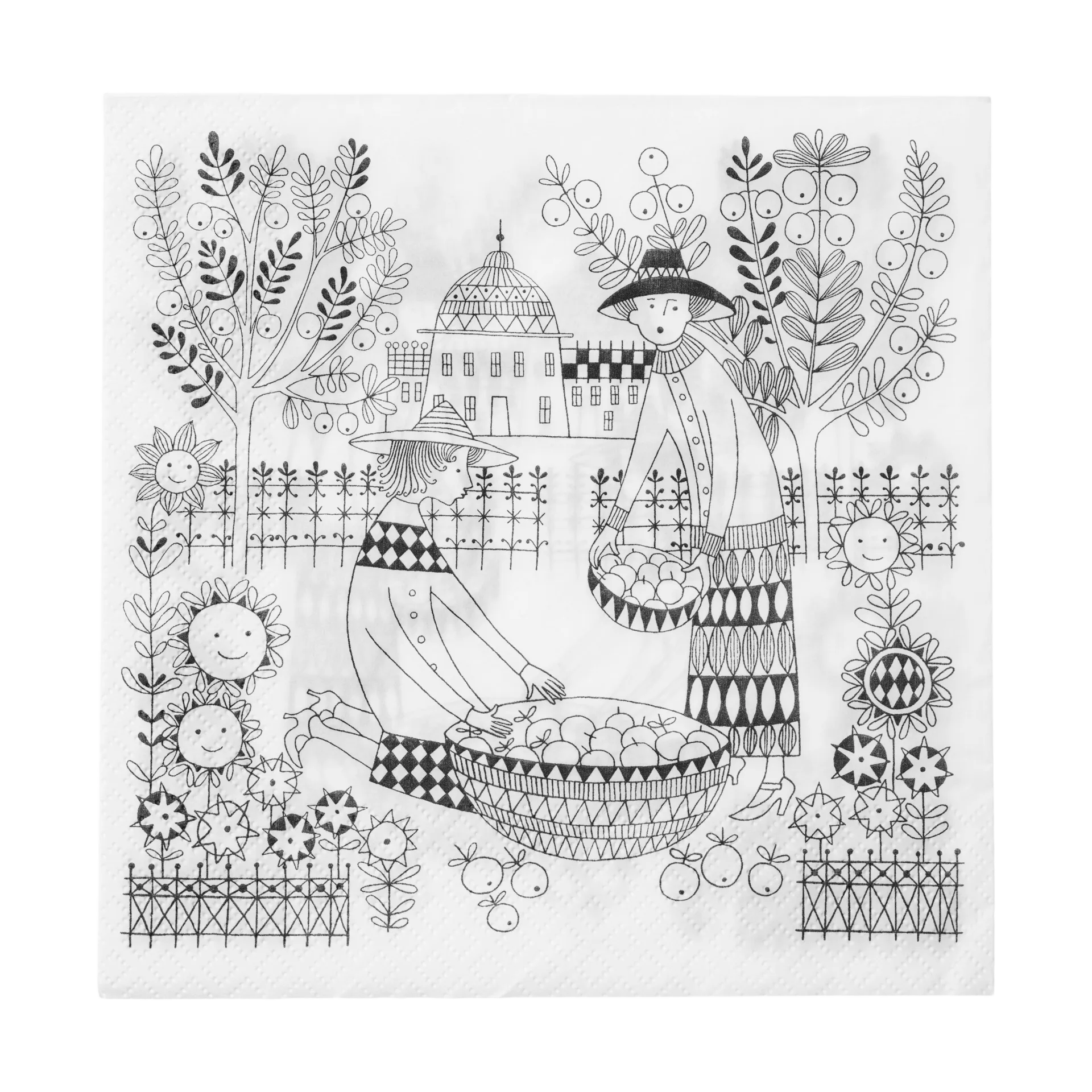 Emilia Papierservietten 33x33 cm 20er-Packung, Schwarz-weiß Arabia