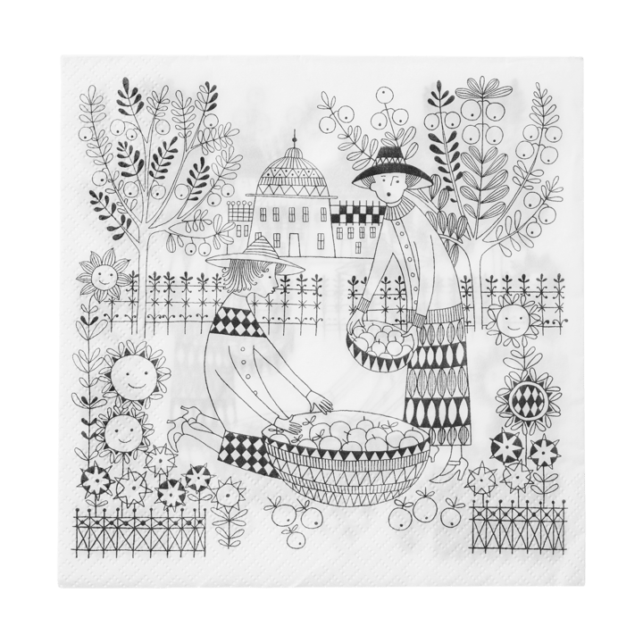 Emilia Papierservietten 33x33 cm 20er-Packung - Schwarz-weiß - Arabia