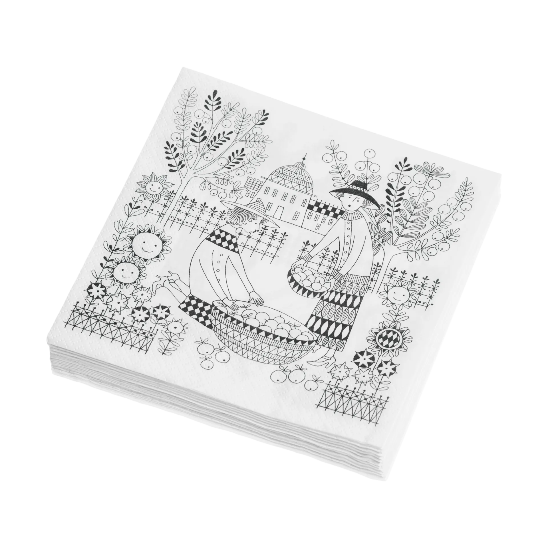 Emilia Papierservietten 33x33 cm 20er-Packung, Schwarz-weiß Arabia