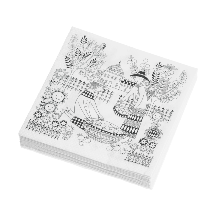 Emilia Papierservietten 33x33 cm 20er-Packung, Schwarz-weiß Arabia
