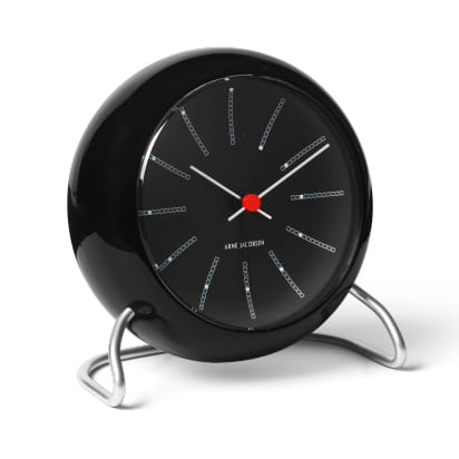 AJ Bankers Tischuhr, Schwarz Arne Jacobsen Clocks
