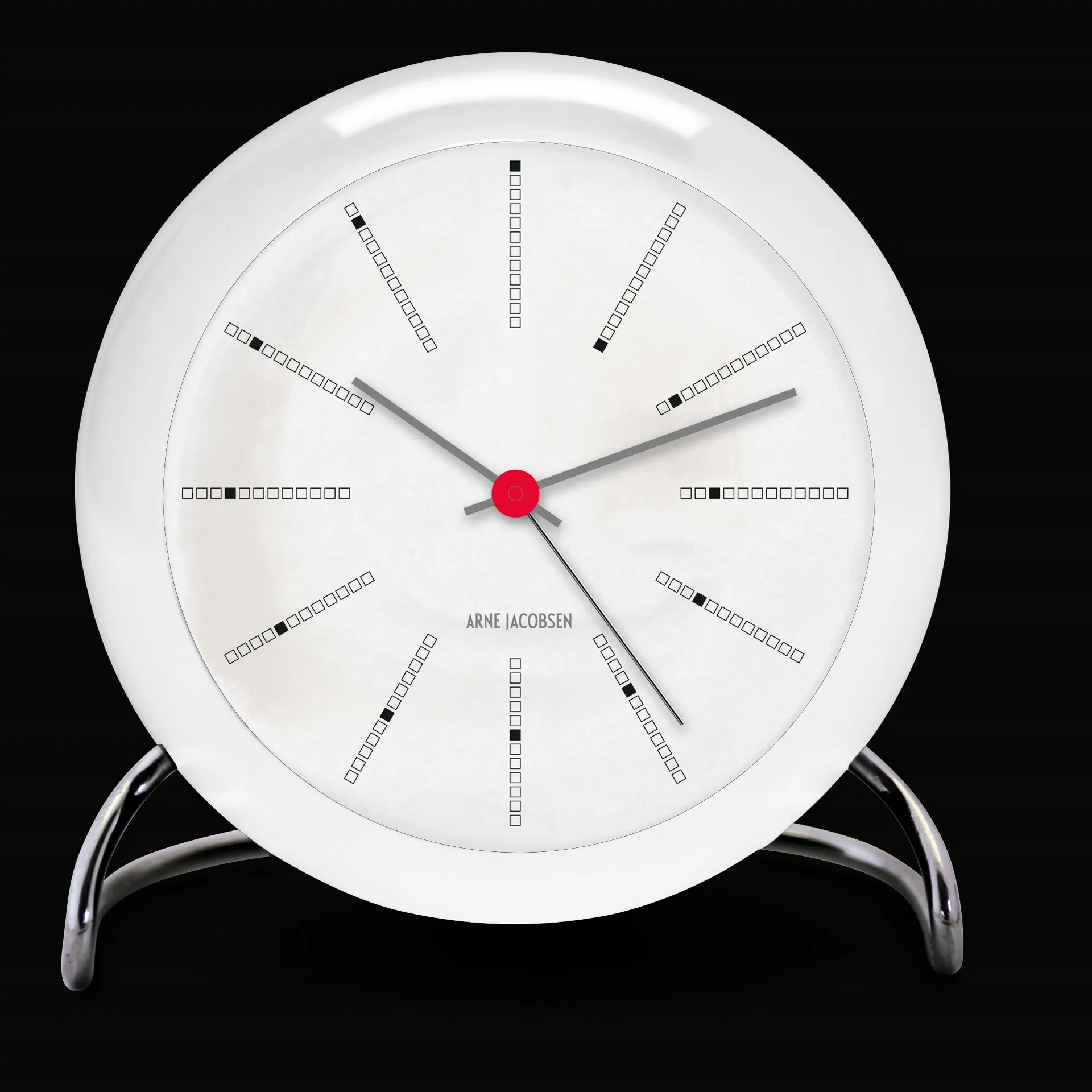 AJ Bankers Tischuhr, Weiß Arne Jacobsen Clocks