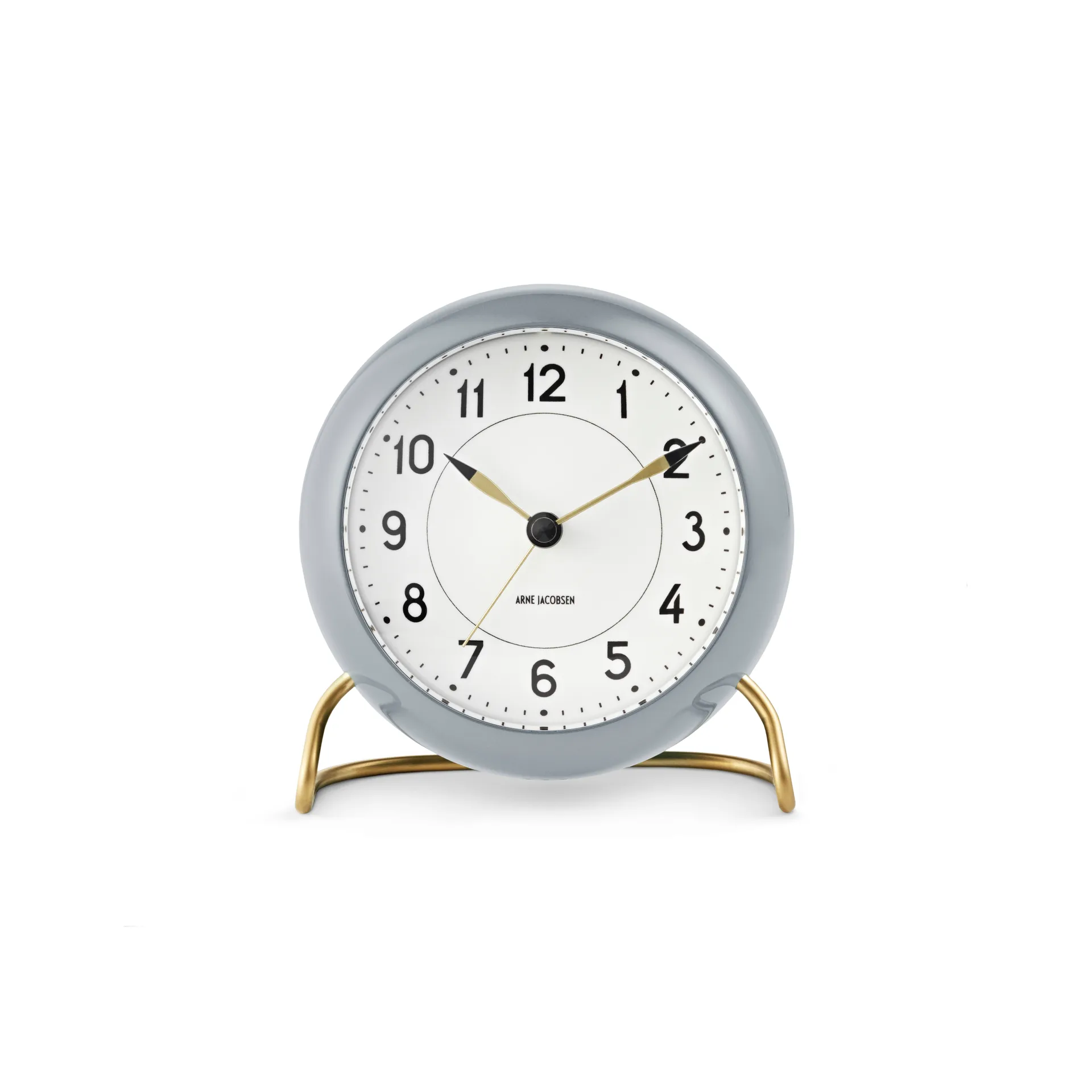 AJ Station Tischsuhr 12cm, Grau-weiß Arne Jacobsen Clocks