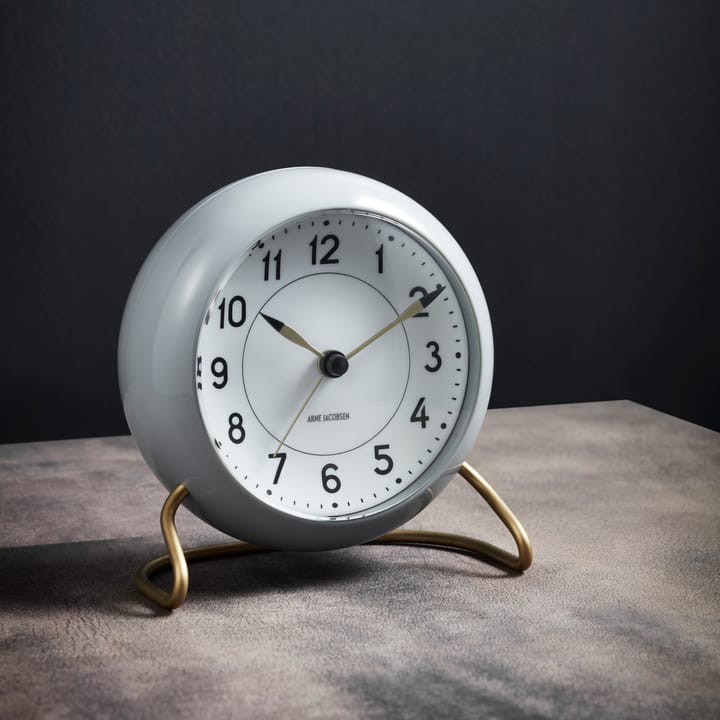 AJ Station Tischsuhr 12cm, Grau-weiß Arne Jacobsen Clocks