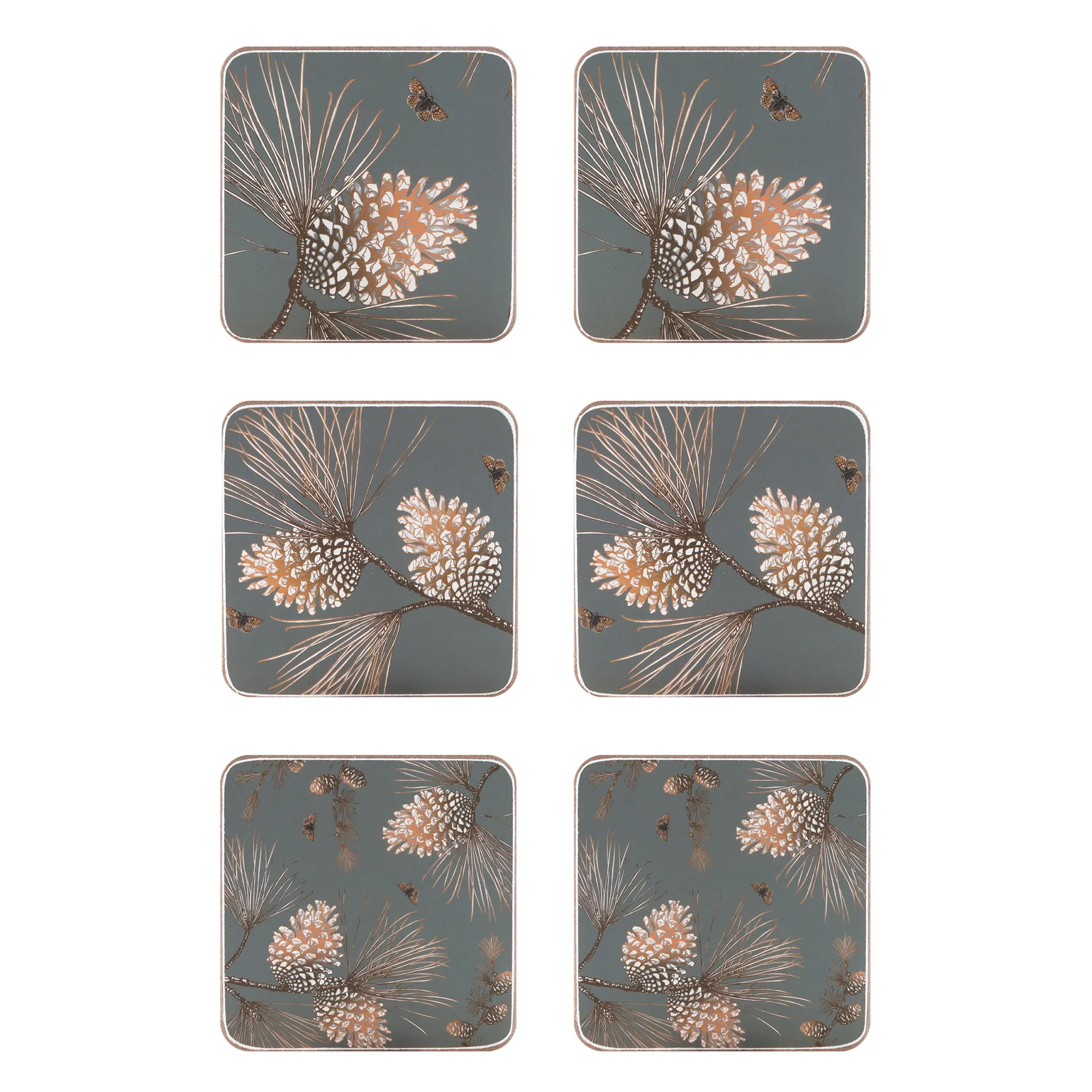 Pine Cone Glasuntersetzer 6er Pack, Moss grey Åry Home