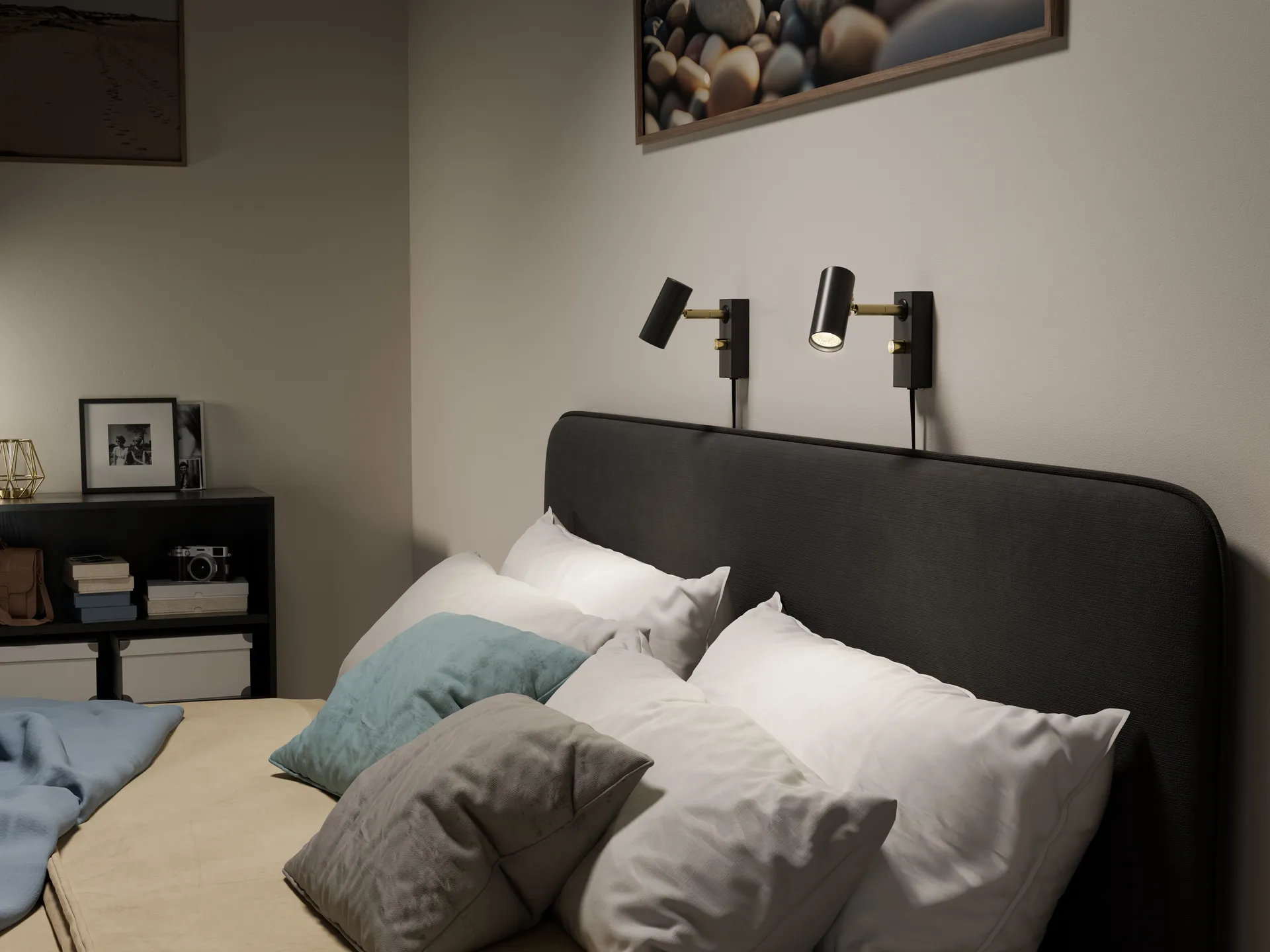 Cato Wandleuchte, Mattschwarz-messing Belid