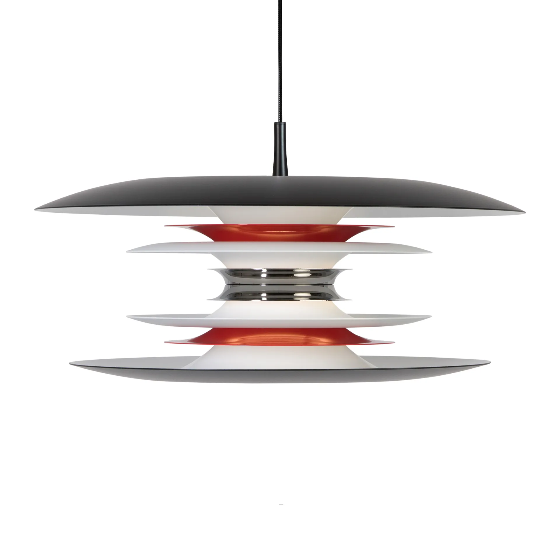 Diablo Pendelleuchte Ø50 cm, Mattschwarz-Rot glänzend Belid