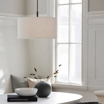 Soft Pendelleuchte Ø40cm - Leinen weiß-metallic Bronze, Ø44 cm - Belid