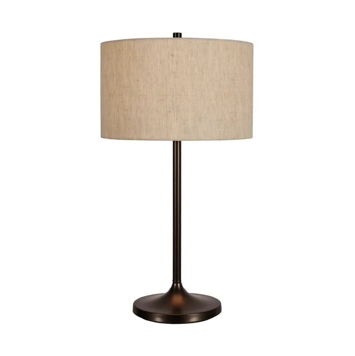 Soft Tischlampe - Leinen Natur-Metallic Bronze, Ø34x64 cm - Belid