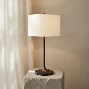 Soft Tischlampe - Leinen Weiß-metallic Bronze, Ø34x64 cm - Belid