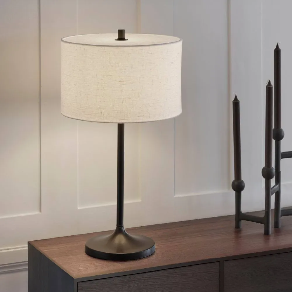 Soft Tischlampe, Leinen Weiß-metallic Bronze, Ø34x64 cm Belid