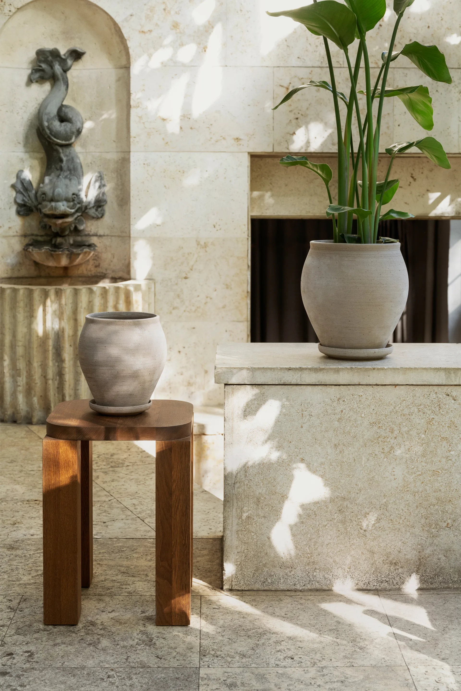 Delphi Topf mit Untersetzer 2-teilig, Grey, Ø20 cm Bergs Potter