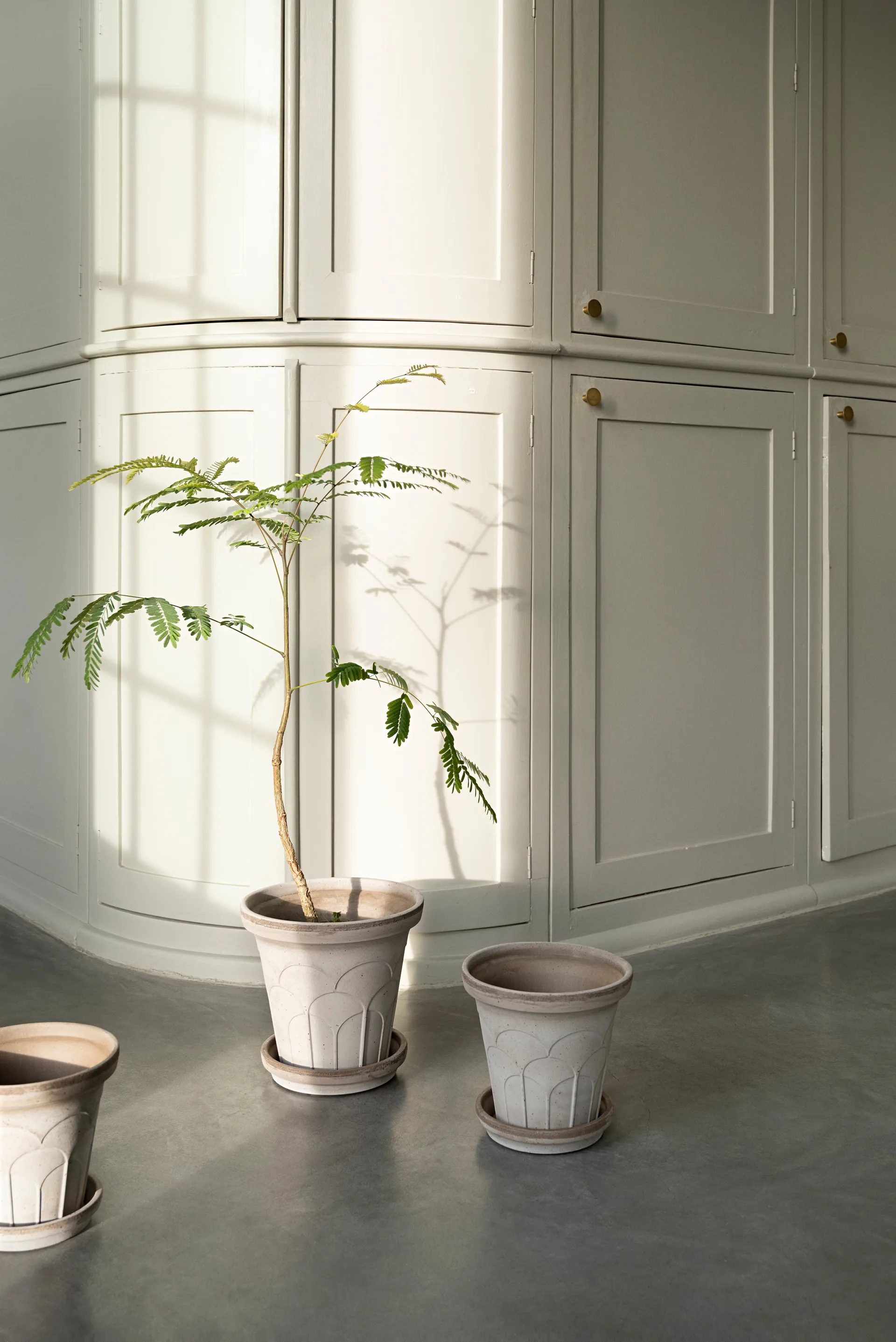 Fleur Übertopf mit Untersetzer 2-teilig, Grey, Ø16 cm Bergs Potter