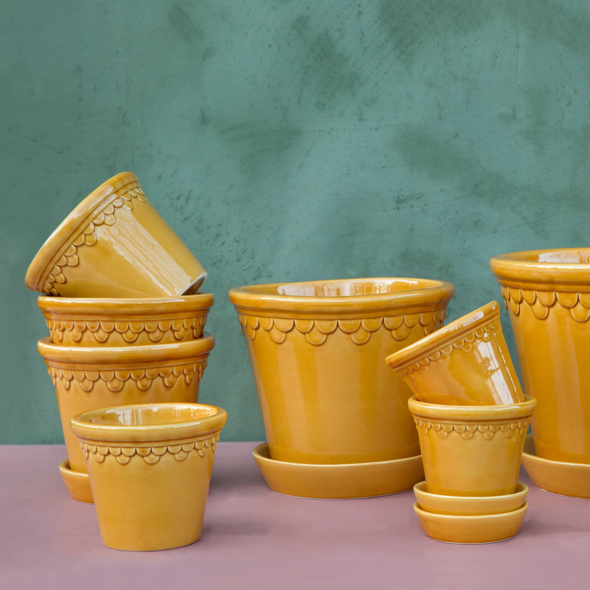 Københavner Blumentopf glasiert Ø10cm, Gelb Bergs Potter