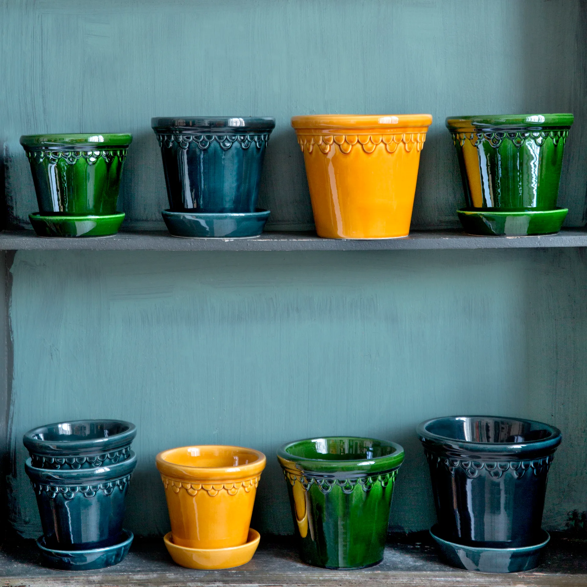 Københavner Blumentopf glasiert Ø10cm, Grün Bergs Potter