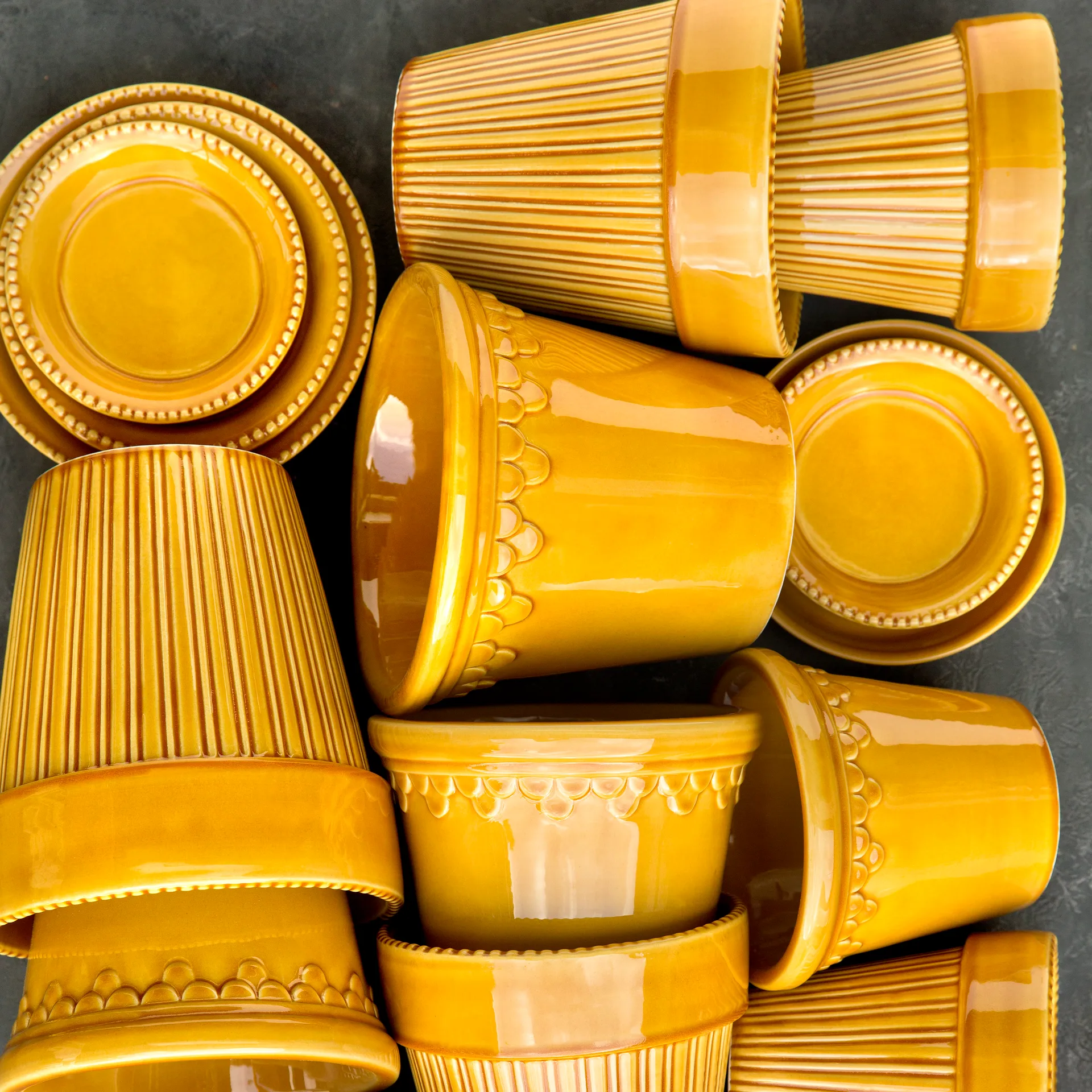 Københavner Blumentopf glasiert Ø18cm, Gelb Bergs Potter