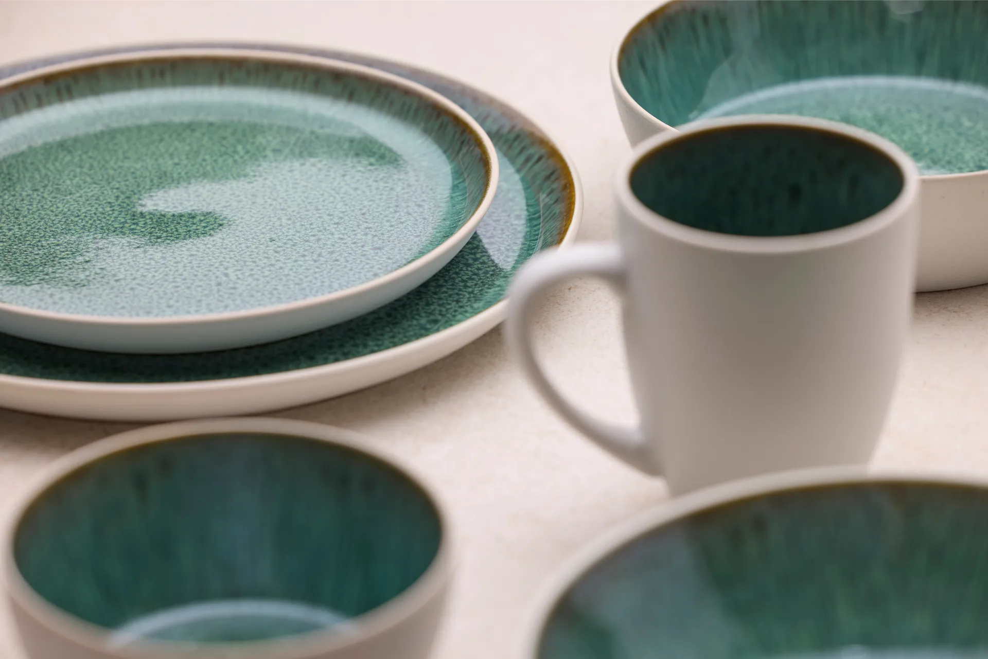 Bitz Suppenschale Ø 18cm, Weiß-Grün Bitz