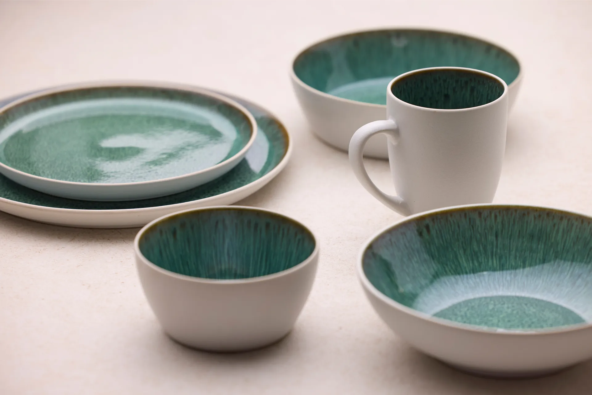 Bitz Suppenschale Ø 18cm, Weiß-Grün Bitz