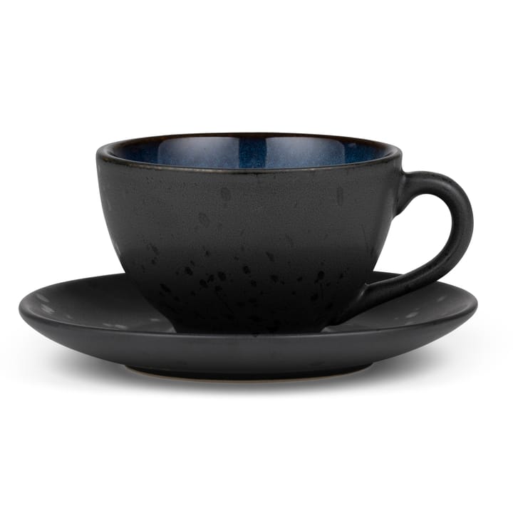 Bitz Tasse mit Untersetzer schwarz, Dunkelblau Bitz