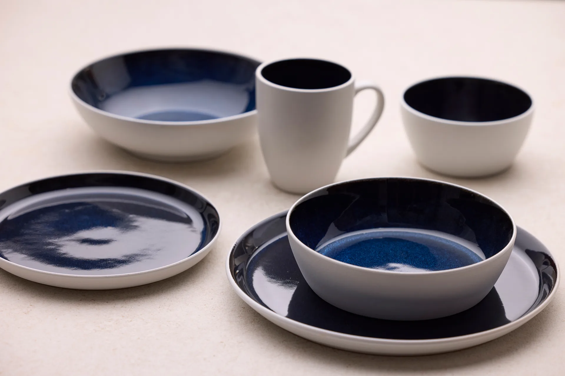 Bitz Teller gastro Ø 21cm, Weiß-dunkelblau Bitz