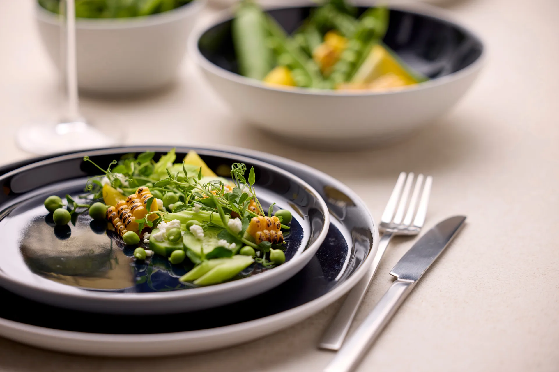 Bitz Teller gastro Ø 21cm, Weiß-dunkelblau Bitz